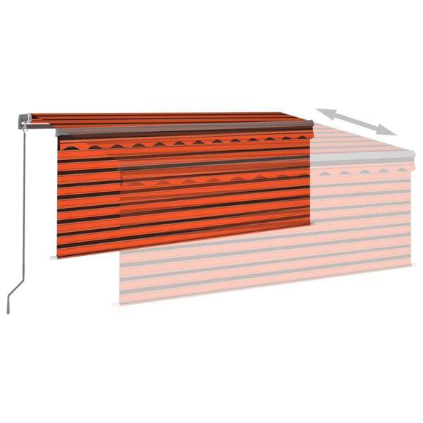 vidaXL Auvent r&eacute;tractable manuel store LED 3,5x2,5 m Orange et marron