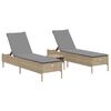vidaXL Ensemble de chaises longues avec coussins 3pcs beige poly rotin