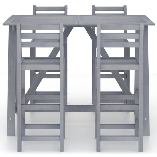 vidaXL Ensemble de bar d'ext&eacute;rieur 5 pcs Gris Bois d'acacia massif
