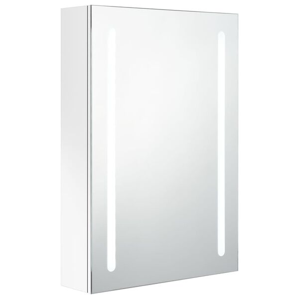 vidaXL Armoire de salle de bain &agrave; miroir LED Blanc brillant 50x13x70cm