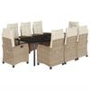 vidaXL Ensemble &agrave; manger de jardin et coussins 9 pcs beige Poly rotin