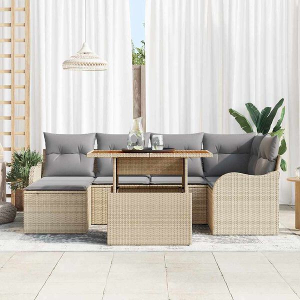 vidaXL Ensemble de canap&eacute; de jardin 7 pcs beige et gris clair