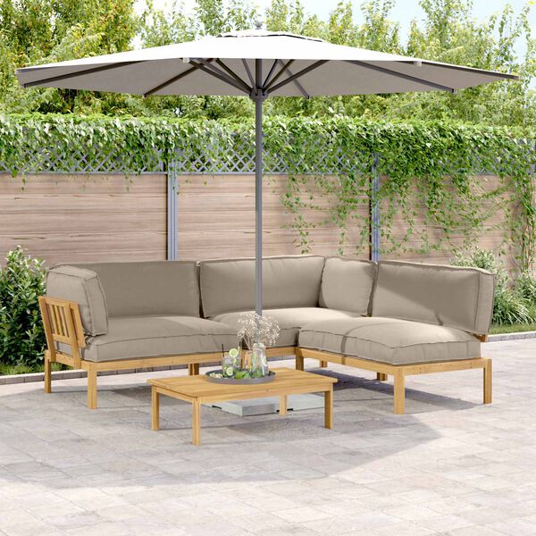 vidaXL Ensemble de Canap&eacute;s Uni 4 pcs Taupe Bois d'Acacia Massif