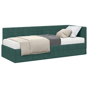 vidaXL Cadre de lit d'angle avec matelas 2 pc Vert fonc&eacute; 80 x 200 cm