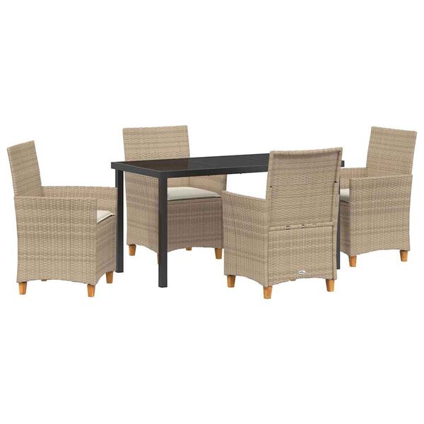 vidaXL Ensemble de salle &agrave; manger pour jardin 5 pcs Beige polyrotin