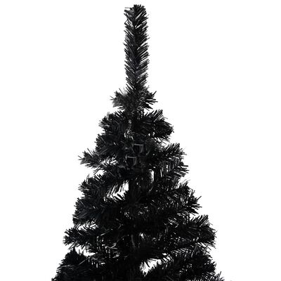 vidaXL Sapin de Noël artificiel pré-éclairé et support noir 240 cm PVC