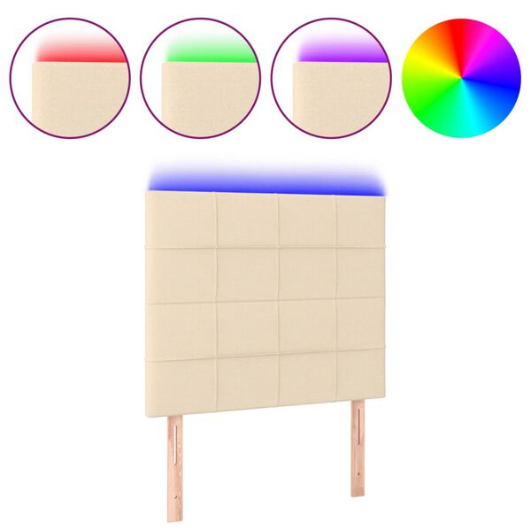 vidaXL T&ecirc;te de lit &agrave; LED Cr&egrave;me 100x5x118/128 cm Tissu
