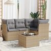 vidaXL Salon de jardin avec coussins 5 pcs beige r&eacute;sine tress&eacute;e