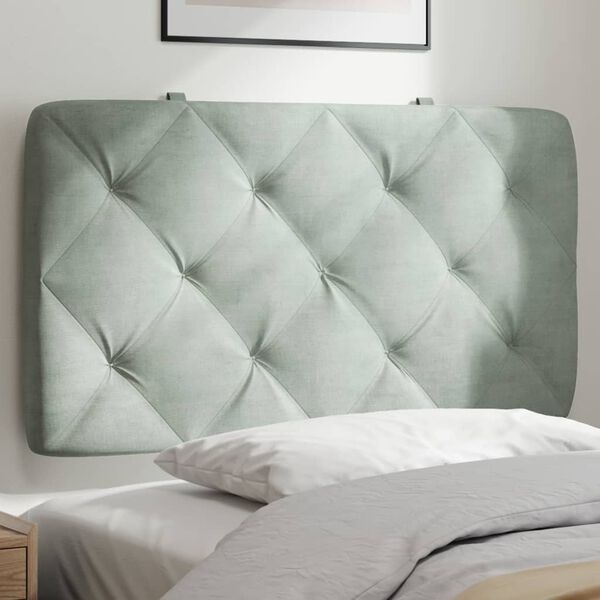 vidaXL Coussin de t&ecirc;te de lit gris clair 80 cm velours