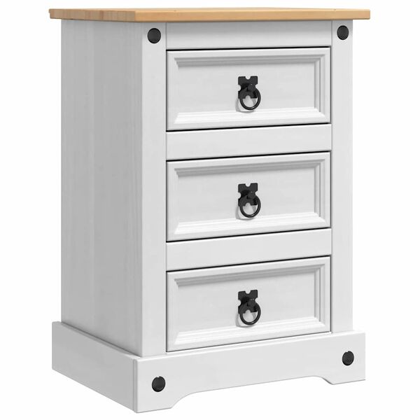 vidaXL Table de chevet avec tiroir Blanc 45 x 35 x 64 cm Pin massif
