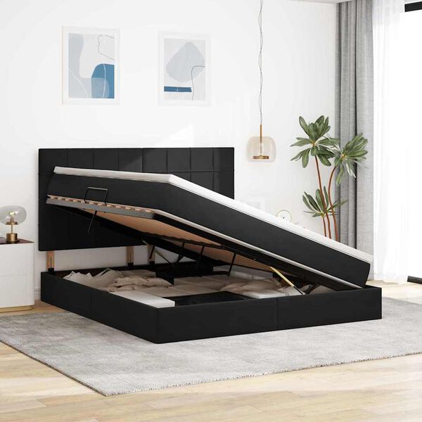 vidaXL Lit avec rangement et matelas Noir 160 x 200 cm Velours