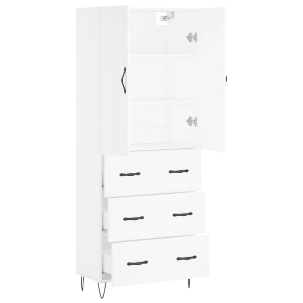 vidaXL Buffet haut Blanc 69,5x34x180 cm Bois d'ing&eacute;nierie