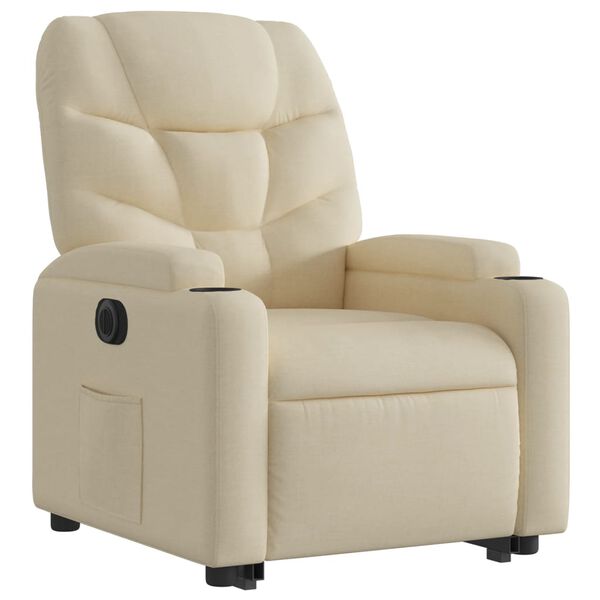 vidaXL Fauteuil inclinable &eacute;lectrique cr&egrave;me tissu