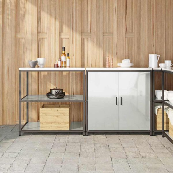 vidaXL Ensemble de rangement cuisine 2 pcs Argent&eacute; Acier galvanis&eacute;
