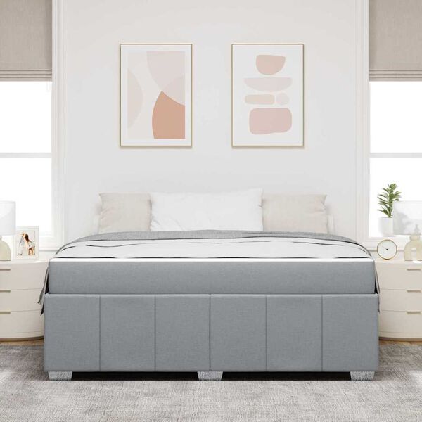 vidaXL Cadre de lit avec matelas Gris clair 180 x 200 cm tissu