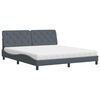 vidaXL Lit avec matelas gris fonc&eacute; 180x200 cm velours