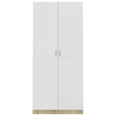 vidaXL Garde-robe Blanc et chêne sonoma 90x52x200 cm Bois d’ingénierie