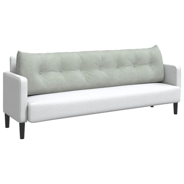 vidaXL Coussin de Dos Gris clair 200 x 24 x 50 cm Velours
