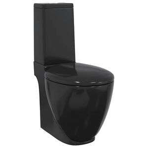 vidaXL Toilette en c&eacute;ramique &eacute;coulement d'eau &agrave; l'arri&egrave;re noir