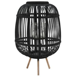 vidaXL Bougeoir dur pieds Bambou Noir