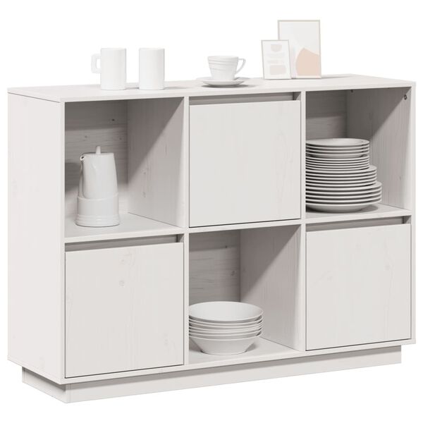 vidaXL Buffet Blanc 110,5x35x80 cm Bois massif de pin