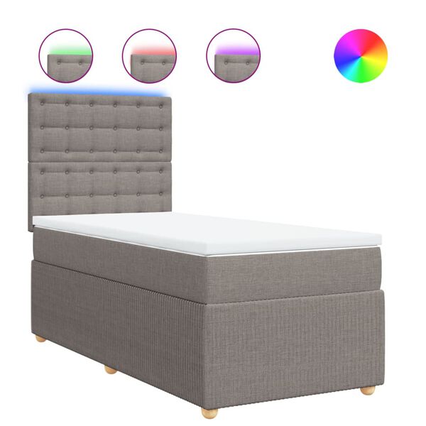 vidaXL Sommier &agrave; lattes de lit avec matelas Taupe 90x190 cm Tissu