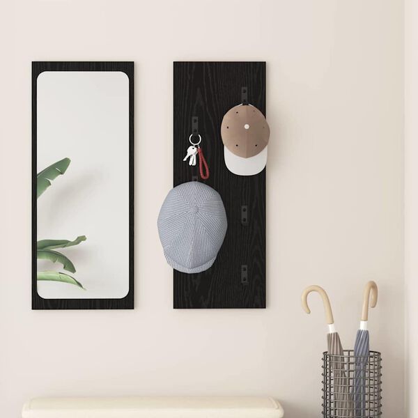vidaXL Porte-manteau mural Montage mural Ch&ecirc;ne noir 30 x 1,5 x 80 cm