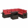 vidaXL Salon de jardin avec coussins 7 pcs marron r&eacute;sine tress&eacute;e acacia