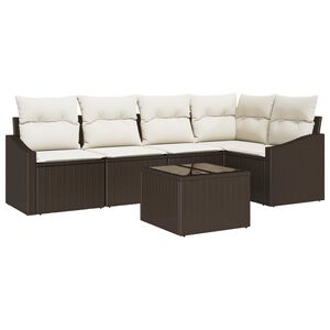 vidaXL Ensemble de canap&eacute; de jardin 6 pcs Marron et Cr&egrave;me polyrotin
