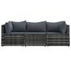 vidaXL Salon de jardin 3 pcs avec coussins Gris Résine tressée