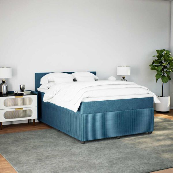 vidaXL Sommier &agrave; lattes de lit et matelas bleu 140x190 cm velours