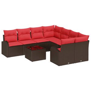 vidaXL Ensemble de Canap&eacute;s 9 pc 8-Nombre de places Beige et Rouge