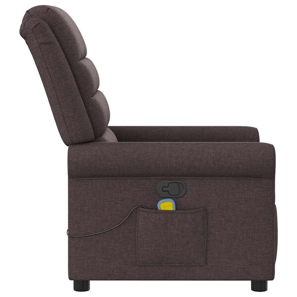 vidaXL Fauteuil de massage inclinable Marron fonc&eacute; Tissu