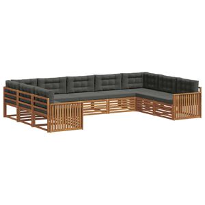 vidaXL Ensemble de canap&eacute;s d'ext&eacute;rieur 9 pcs Naturel et Anthracite