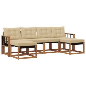 vidaXL Ensemble de canap&eacute;s d'ext&eacute;rieur 6 pc Naturel et Beige