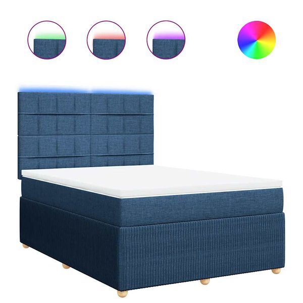 vidaXL Sommier &agrave; lattes de lit avec matelas Bleu 160x200 cm Tissu