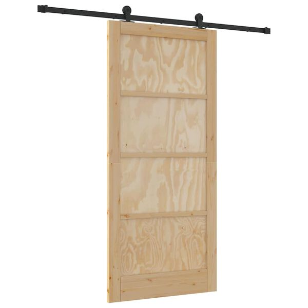 vidaXL Porte coulissante Naturel et Noir 93 x 202 cm Pin massif