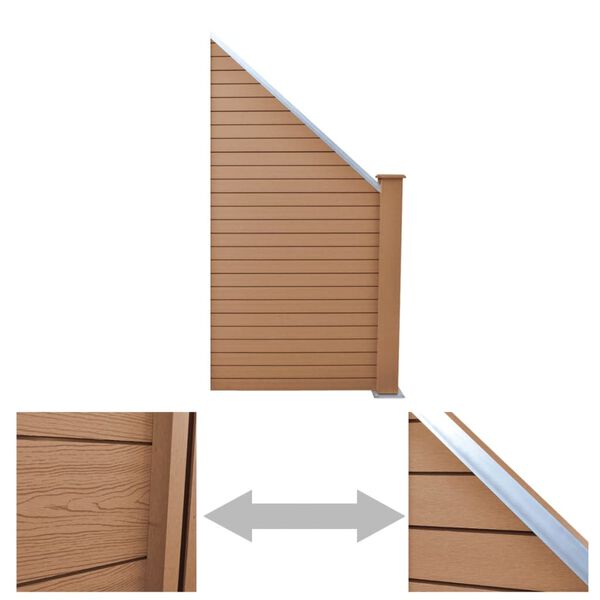 vidaXL Panneau de cl&ocirc;ture WPC 105 x (105-185) cm Marron