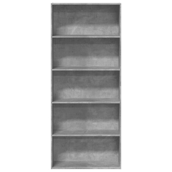vidaXL Biblioth&egrave;que gris b&eacute;ton 80x30x189 cm bois d'ing&eacute;nierie