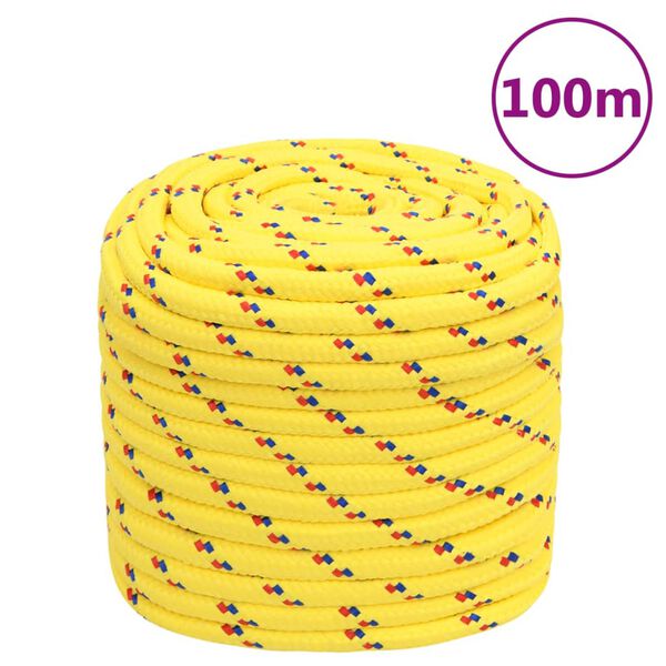 vidaXL Corde de bateau Jaune 16 mm 100 m Polypropyl&egrave;ne