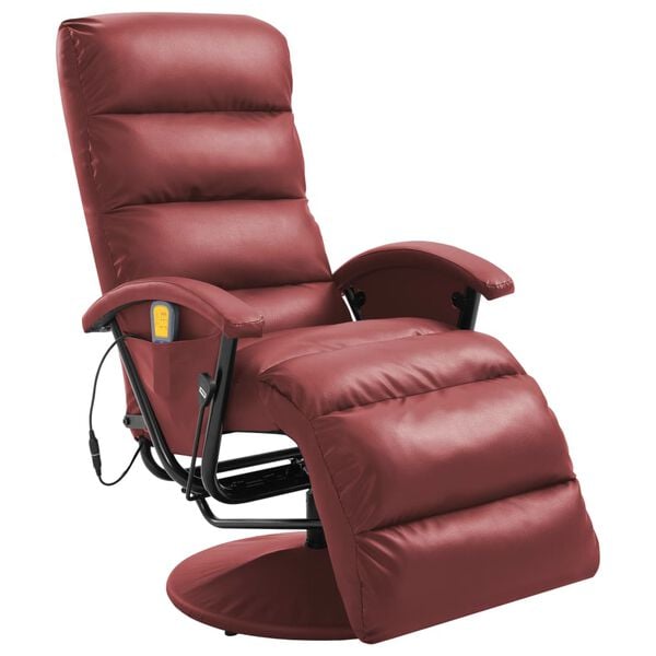 vidaXL Fauteuil de massage TV inclinable rouge bordeaux similicuir