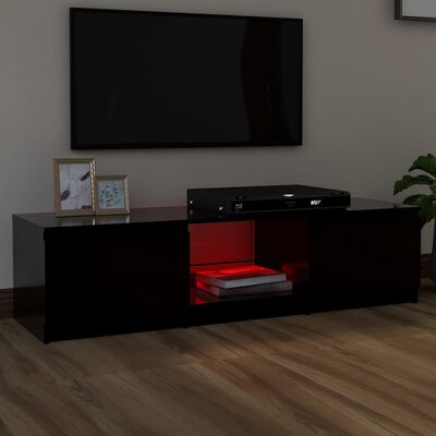vidaXL Meuble TV avec lumières LED noir 140x40x35,5 cm