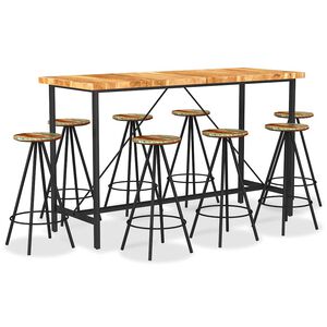 vidaXL Ensemble de bar 9 pcs Bois d'acacia et de r&eacute;cup&eacute;ration massif