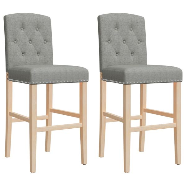 vidaXL Chaises de bar lot de 2 bois massif d'h&eacute;v&eacute;a et tissu