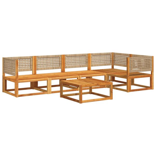 vidaXL Ensemble de canap&eacute;s de jardin 6 pi&egrave;ces avec coussins en bois d'acacia et rotin