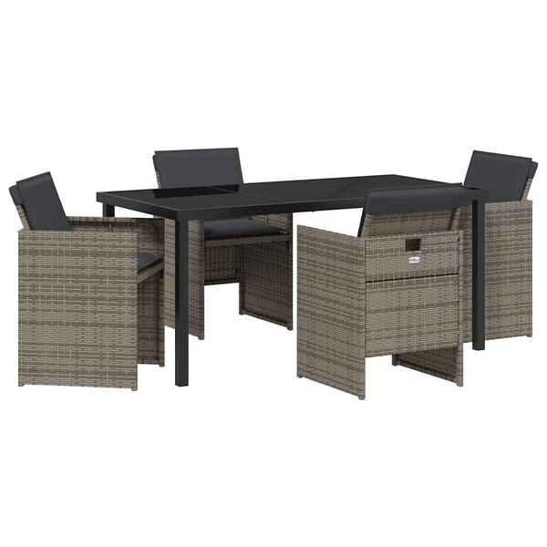 vidaXL Ensemble de salle &agrave; manger pour jardin 5 pcs Gris polyrotin