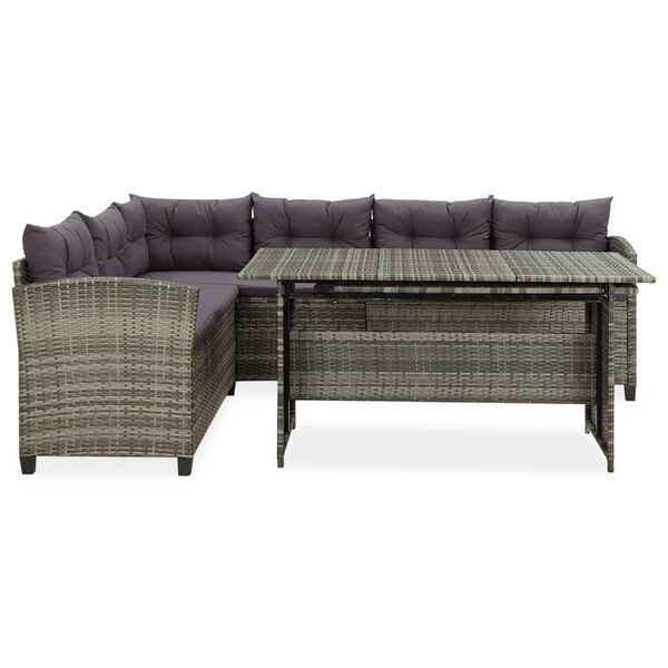 vidaXL Salon de jardin 2 pcs avec coussins R&eacute;sine tress&eacute;e Gris