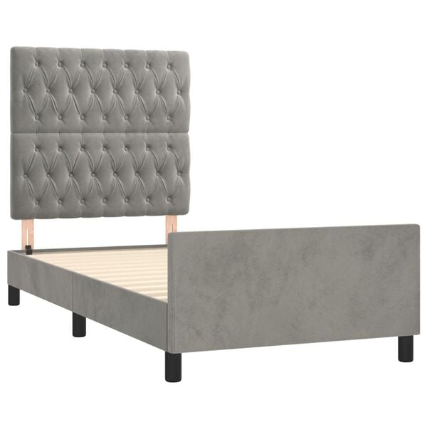 vidaXL Cadre de lit sans matelas gris clair 90x200 cm velours