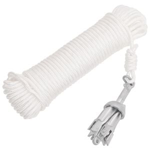 vidaXL Ancre pliable et corde argent&eacute; 0,7 kg fonte galvanis&eacute;e &agrave; chaud