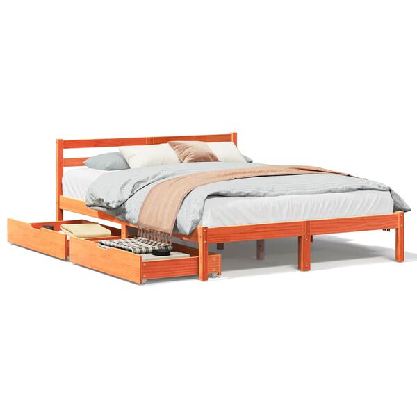 vidaXL Cadre de lit sans matelas cire marron 140x190cm bois pin massif
